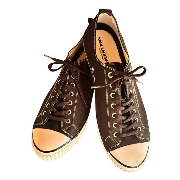 Karl Lagerfeld Round Toe Lace Up Sneakers in Black NWOT Size 13 - Picture 1 of 7